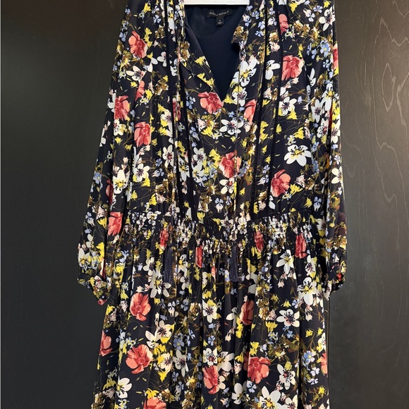 Banana Republic Multi Color Floral Long Sleeve Smocked Waist Dress S - Picture 4 of 6